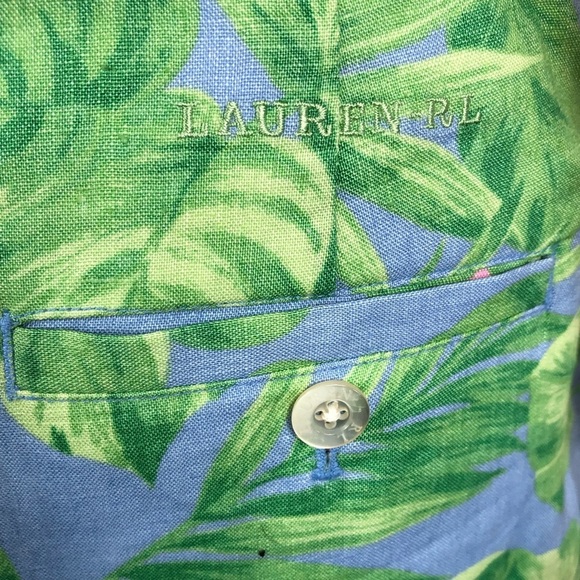 Vntg. Lauren Ralph Lauren Linen 2 Pc. Short Set - Picture 9 of 11